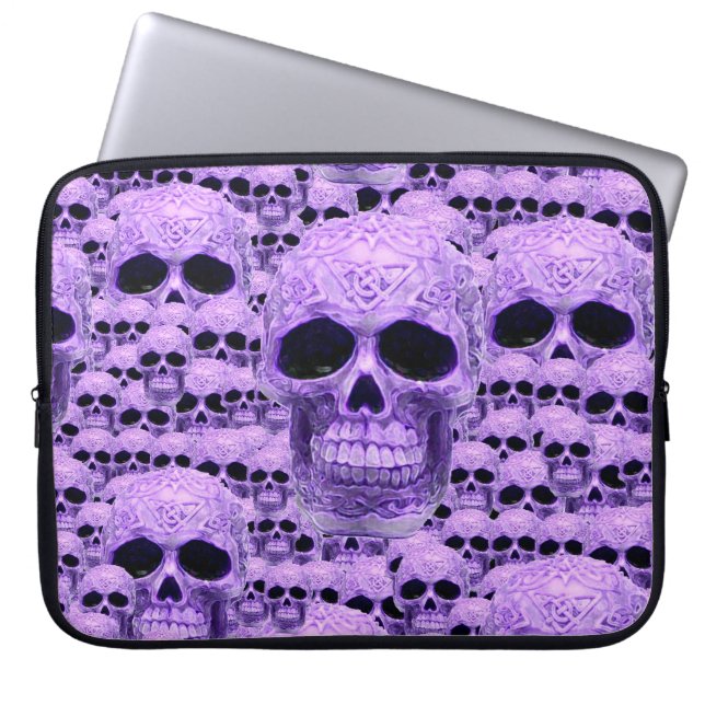 Gothic Purple Skulls Laptop Sleeve (Front)