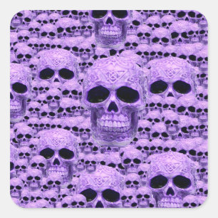 Gothic Purple Skulls Square Sticker