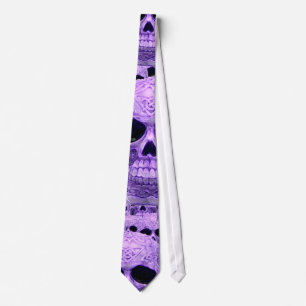 Gothic Purple Skulls Tie