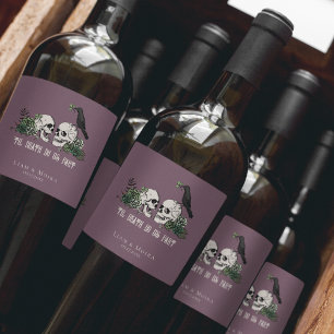 Gothic Purple Til Death Irish Green Floral Skull Wine Label