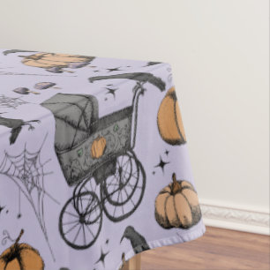 Gothic Purple Victorian Baby Carriage Halloween Tablecloth