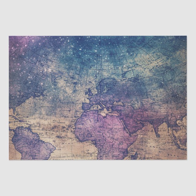 Gothic Purple Vintage Celestial Map Tissue Paper (Front)