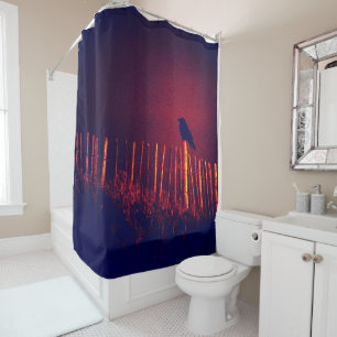 Gothic, Quoth The Raven Under Midnight Sky Shower Curtain