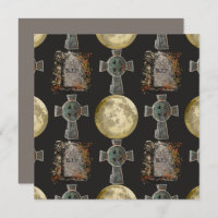 Gothic R.I.P. Headstone Celtic Cross Full Moon Art