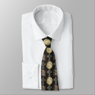 Gothic R.I.P. Headstone Celtic Cross Full Moon Art Tie