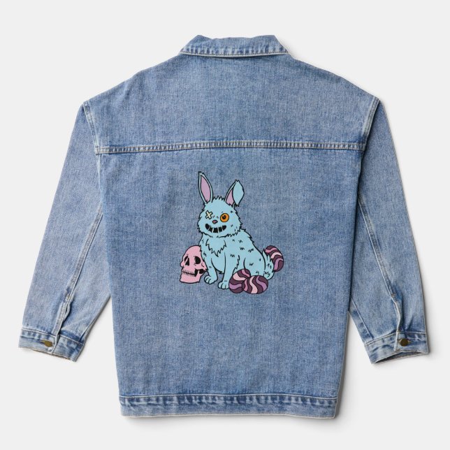 Gothic Rabbit Gothic Bunny Gothic Easter Emo Goth  Denim Jacket (Back)