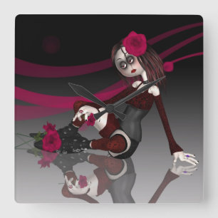 Gothic Rag Doll Clock