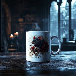 Gothic Rat with Roses Coffee Mug