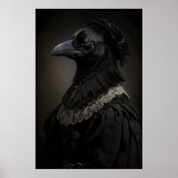 Gothic Raven Art Print Victorian Crow Poster