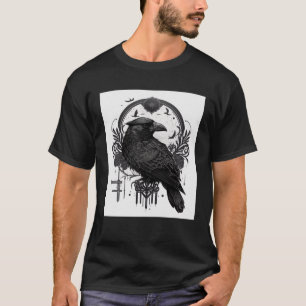 Gothic Raven Bird with Wiccan and Occult Symbols G T-Shirt