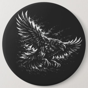 Gothic Raven – by BurnsInHell 6 Cm Round Badge