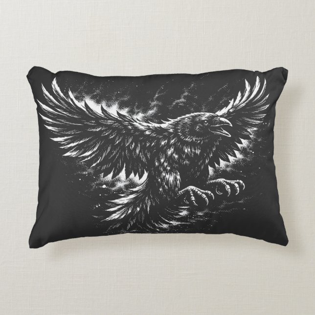 Gothic Raven – by BurnsInHell Decorative Cushion (Front)
