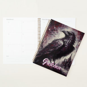Gothic Raven Crow Bird Painting Personalized Planner