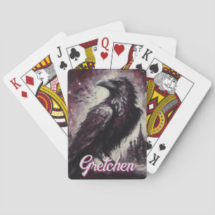 Gothic Raven Crow Bird Painting Personalized Playing Cards