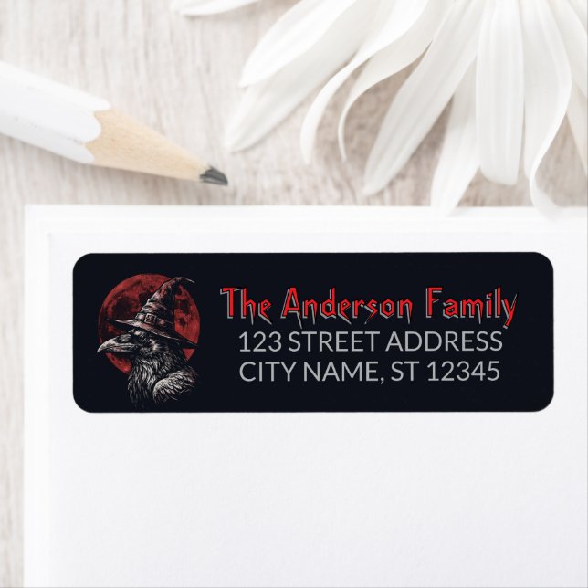 Gothic Raven Crow Halloween Return Address Label   (Insitu)