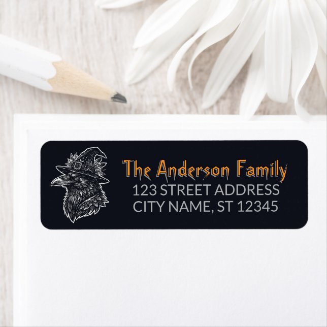 Gothic Raven Crow Halloween Return Address Label   (Insitu)