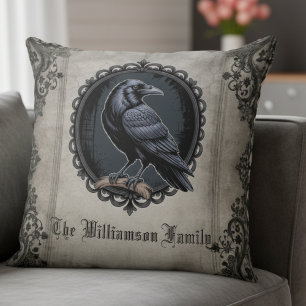 Gothic Raven Dark Academia Cushion