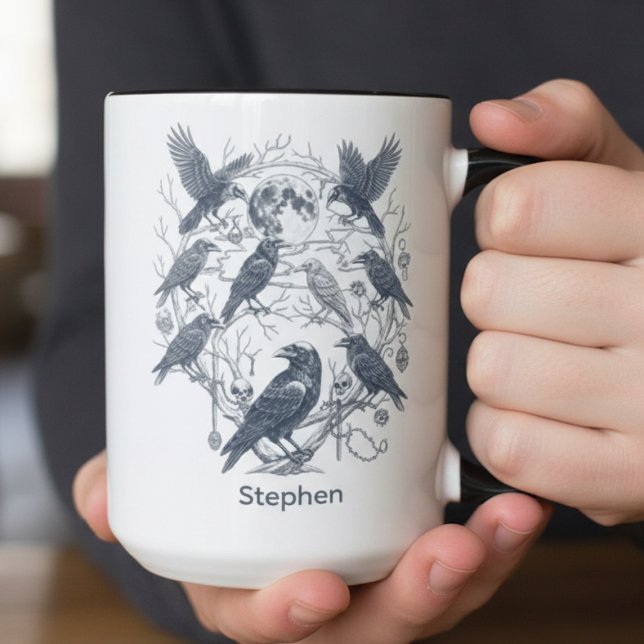 Gothic Raven Dark Academia Mug (Raven coffee mug)