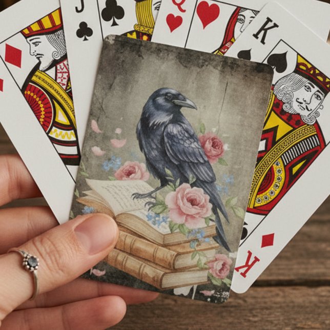 Gothic Raven Dark Academia Playing Cards (Dark Academia Raven, Books and Roses playing cards
)