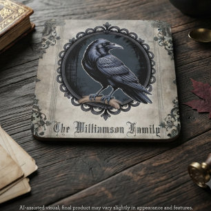 Gothic Raven Dark Academia Vintage Style Coaster