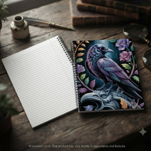 Gothic Raven Floral Dark Academia Notebook Gift