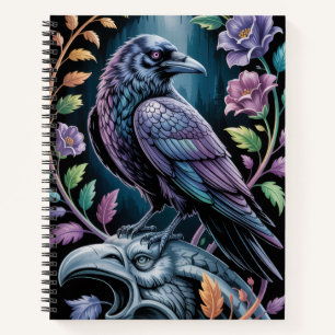 Gothic Raven Floral Dark Academia Notebook Gift