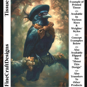 Gothic Raven, French Beret & Bow DC3R Decoupage Tissue Paper