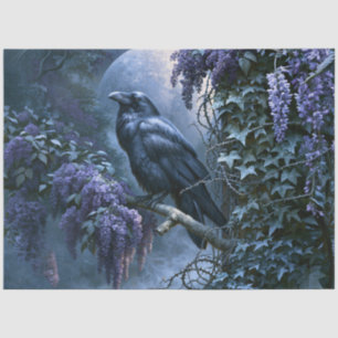 Gothic Raven Full Moon Wisteria Tissue Paper