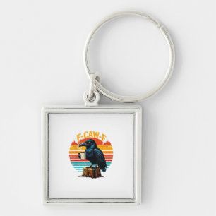 Gothic Raven Funny Halloween F-Caw-F Coffee Crow V Key Ring