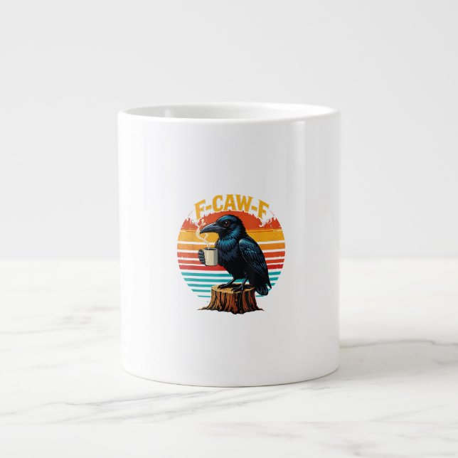 Gothic Raven Funny Halloween F-Caw-F Coffee Crow V Large Coffee Mug (Front)