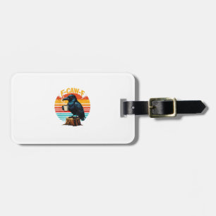 Gothic Raven Funny Halloween F-Caw-F Coffee Crow V Luggage Tag