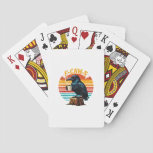 Gothic Raven Funny Halloween F-Caw-F Coffee Crow V Playing Cards