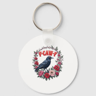 Gothic Raven Funny Halloween F-Caw-F Crow Vintage  Key Ring