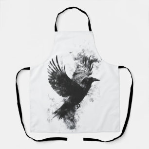 Gothic Raven Illustration: Smoke and Feathers Apron