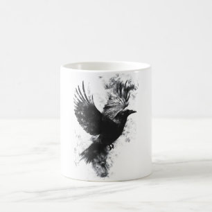 Gothic Raven Illustration: Smoke and Feathers Coffee Mug