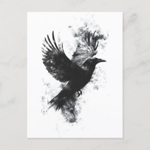 Gothic Raven Illustration: Smoke and Feathers Postcard