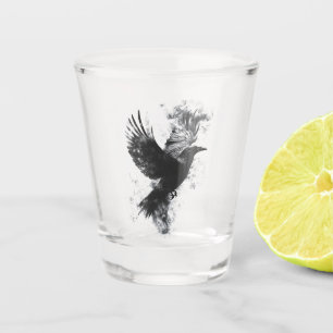 Gothic Raven Illustration: Smoke and Feathers Shot Glass