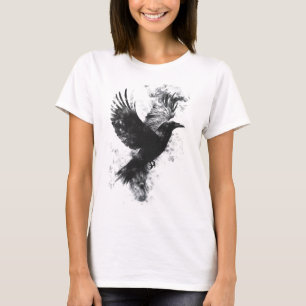 Gothic Raven Illustration: Smoke and Feathers T-Shirt