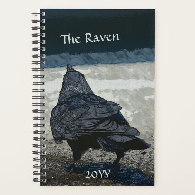Gothic Raven in Shades of Grey and Black Planner (Front)