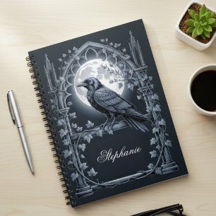 Gothic Raven Moon Dark Academia Notebook