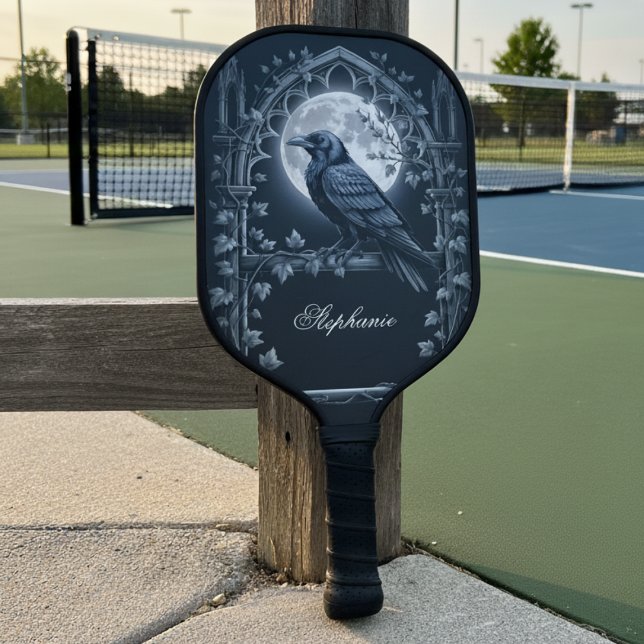 Gothic Raven Moonlit Paddle (Personalized pickleball paddle)