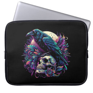 Gothic Raven on Skull Laptop Sleeve
