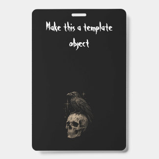 Gothic Raven on Skull Vintage Halloween Invitation ID Badge