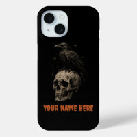 Gothic Raven on Skull Vintage Mystery .