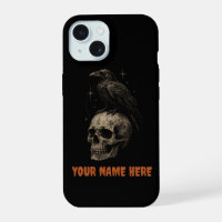 Gothic Raven on Skull Vintage Mystery .