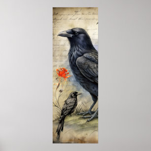 Gothic Raven Red & Rose  Poster