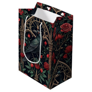 Gothic Raven Roses Ornate Pattern Medium Gift Bag
