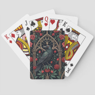 Gothic Raven Roses Ornate Pattern Playing Cards