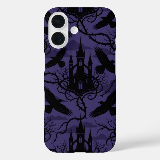 Gothic Raven & Thorn Castle Pattern Phone Case (Back)