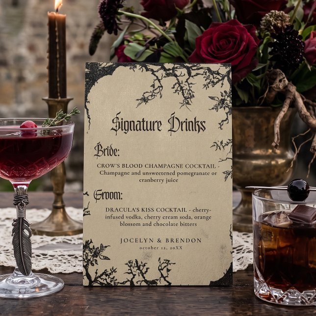 Gothic Raven Tree Black Tan Wedding Drinks (Creator Uploaded)